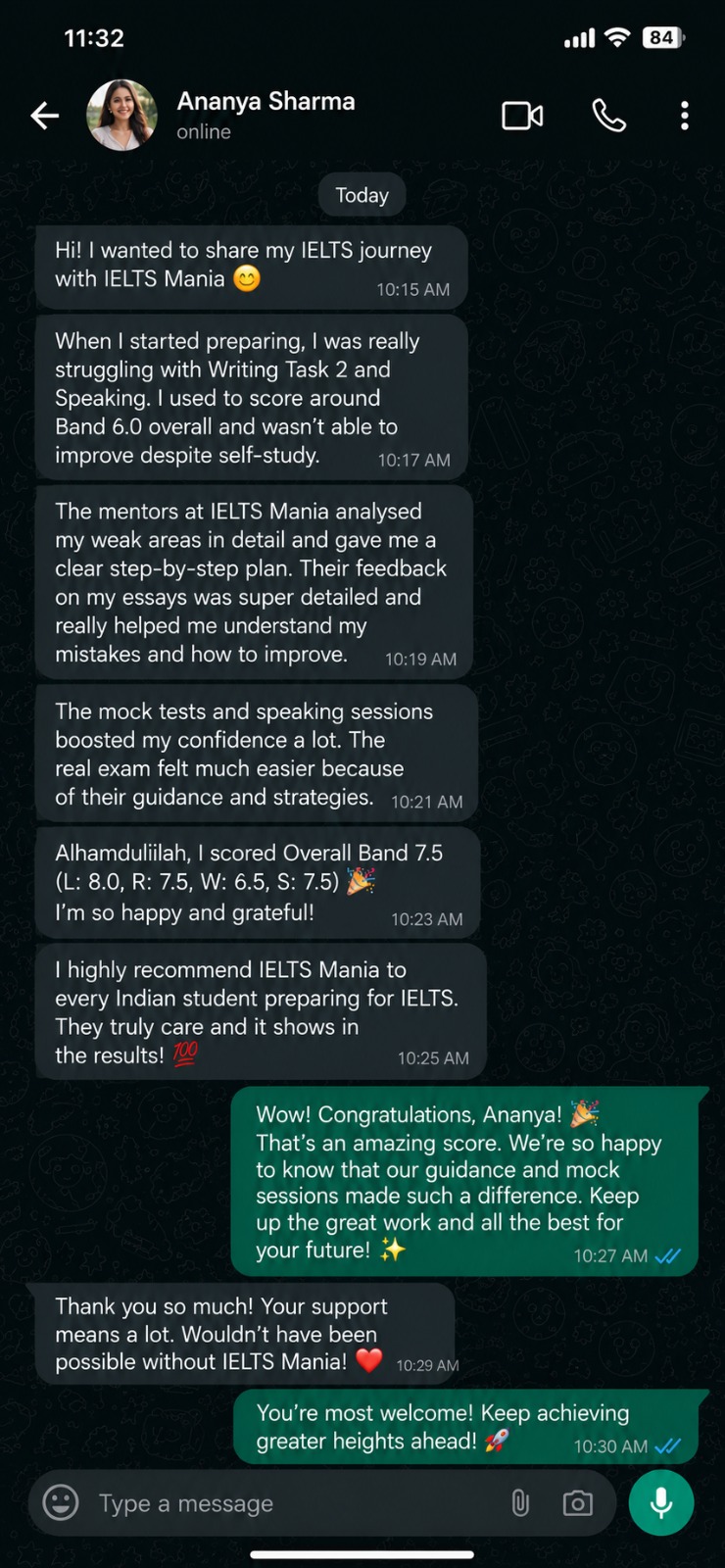 IELTS Mania student testimonial 10