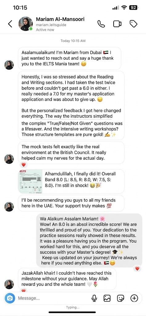 IELTS Mania student testimonial 11