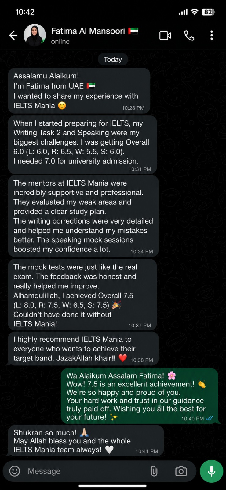 IELTS Mania student testimonial 12
