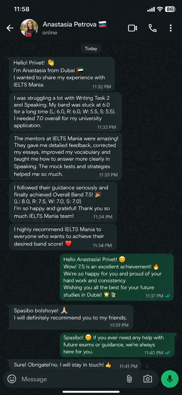IELTS Mania student testimonial 15