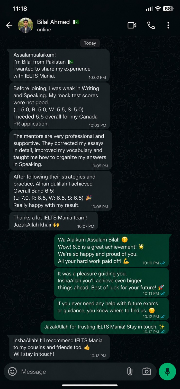 IELTS Mania student testimonial 19