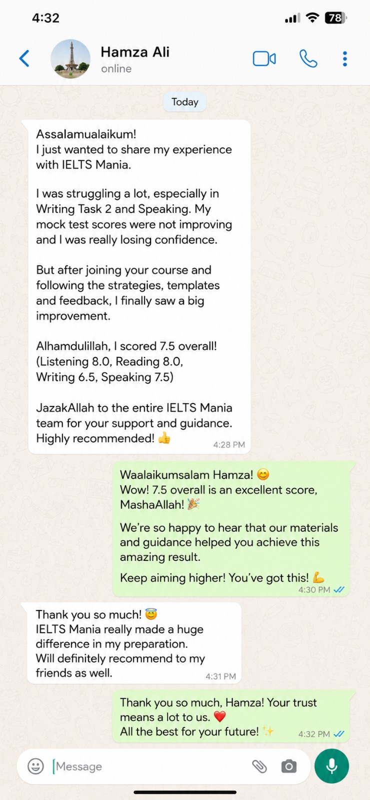 IELTS Mania student testimonial 2