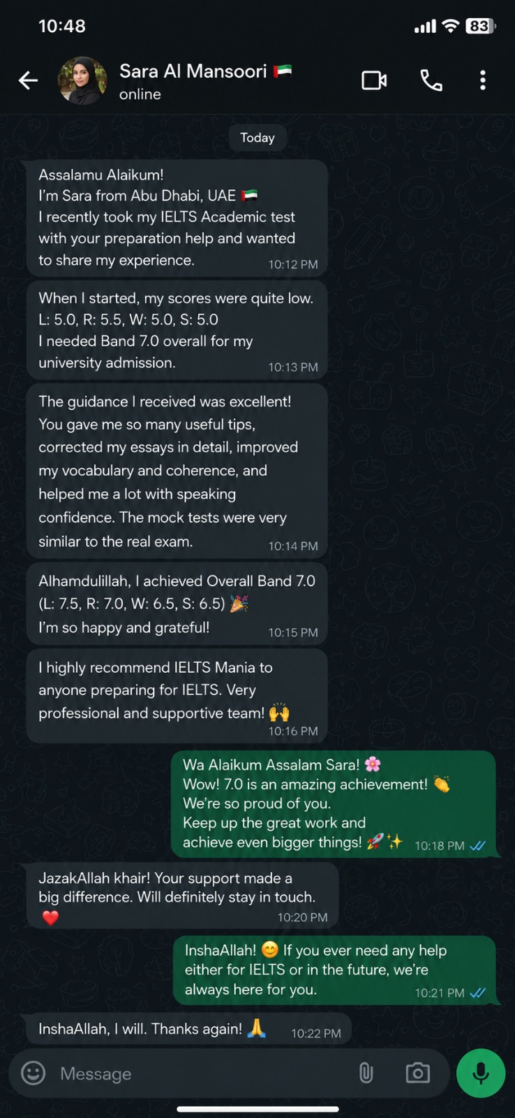 IELTS Mania student testimonial 22