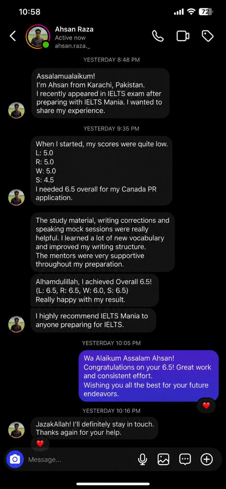 IELTS Mania student testimonial 23